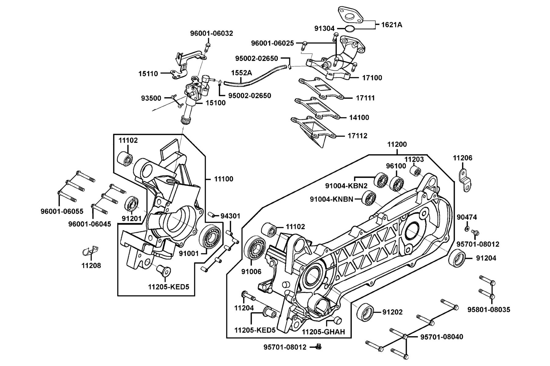 KYMCO SUPER 9 (2002-2003) Crankcase and Oil Pump parts diagram