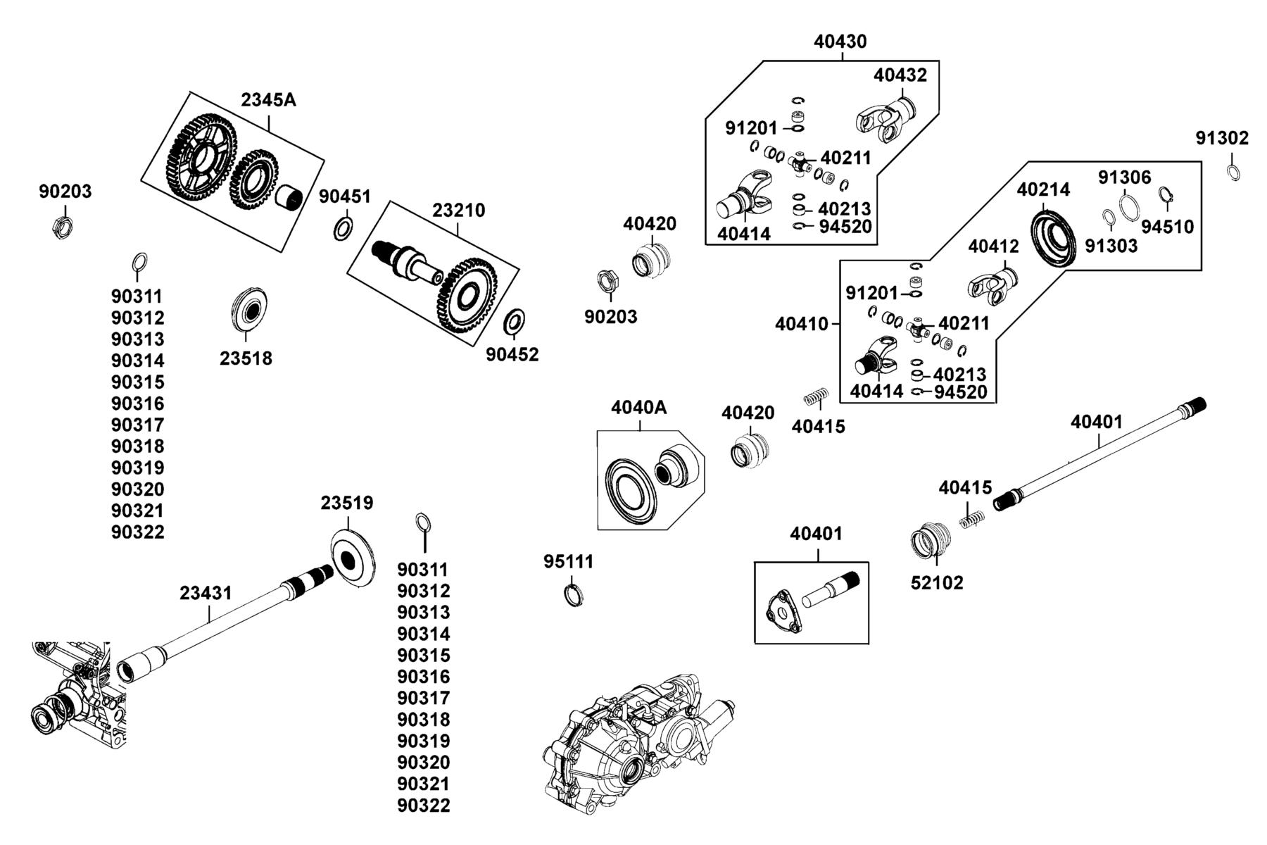 UXV 500i (2017~) Universal Joint Assy Eng parts diagram