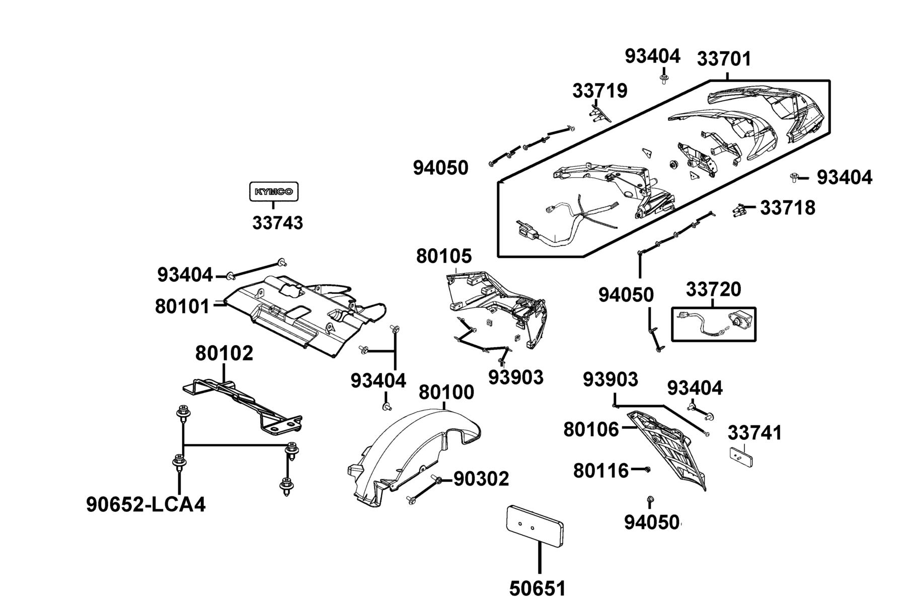 LikeII 150i ABS Noodoe (2020 Tail Light parts diagram