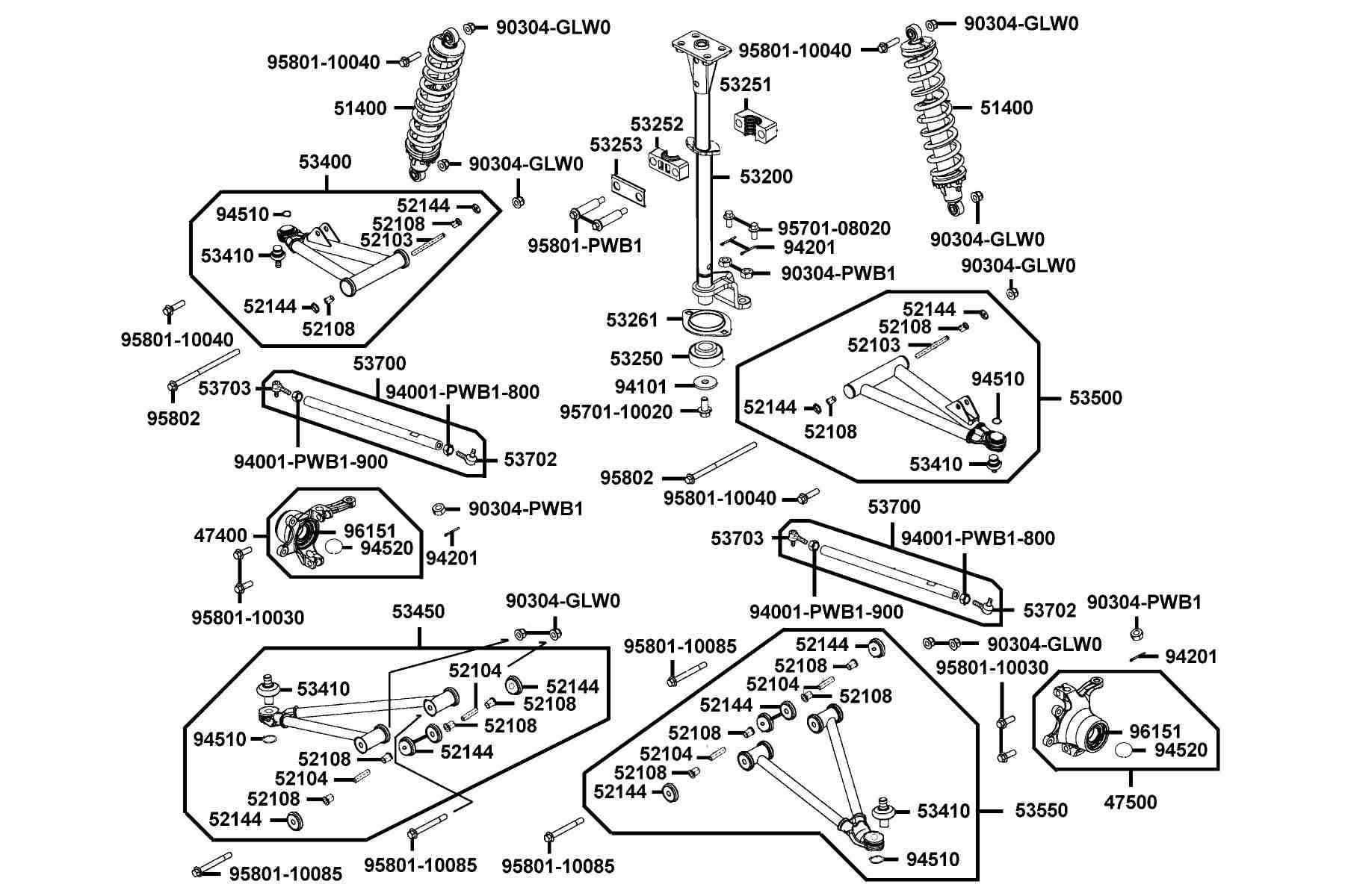 KYMCO MXU 375 LE 2010 - 2011 Post Steering parts diagram