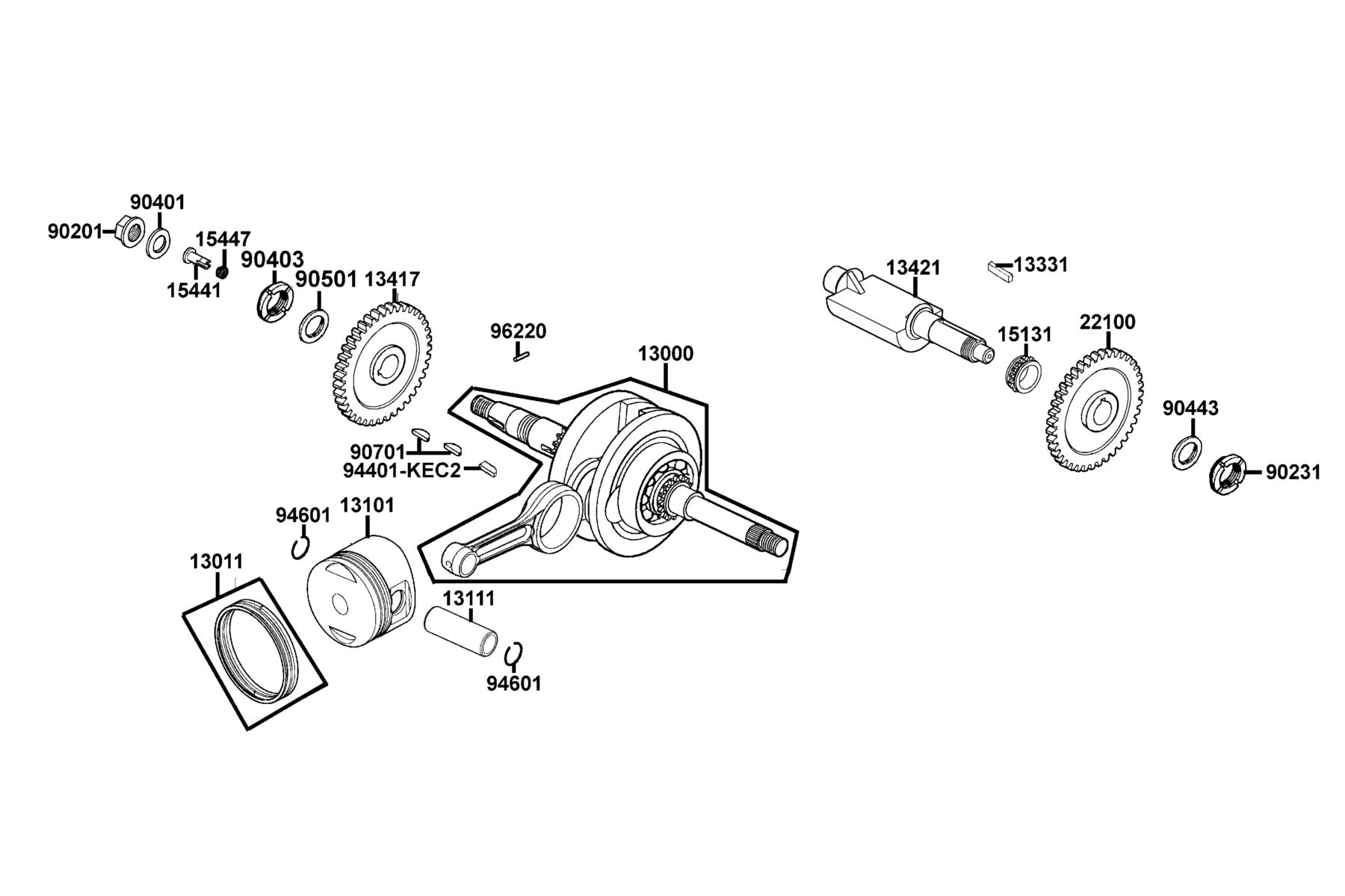 MXU 150 (2016~) Piston ● Crankshaft parts diagram