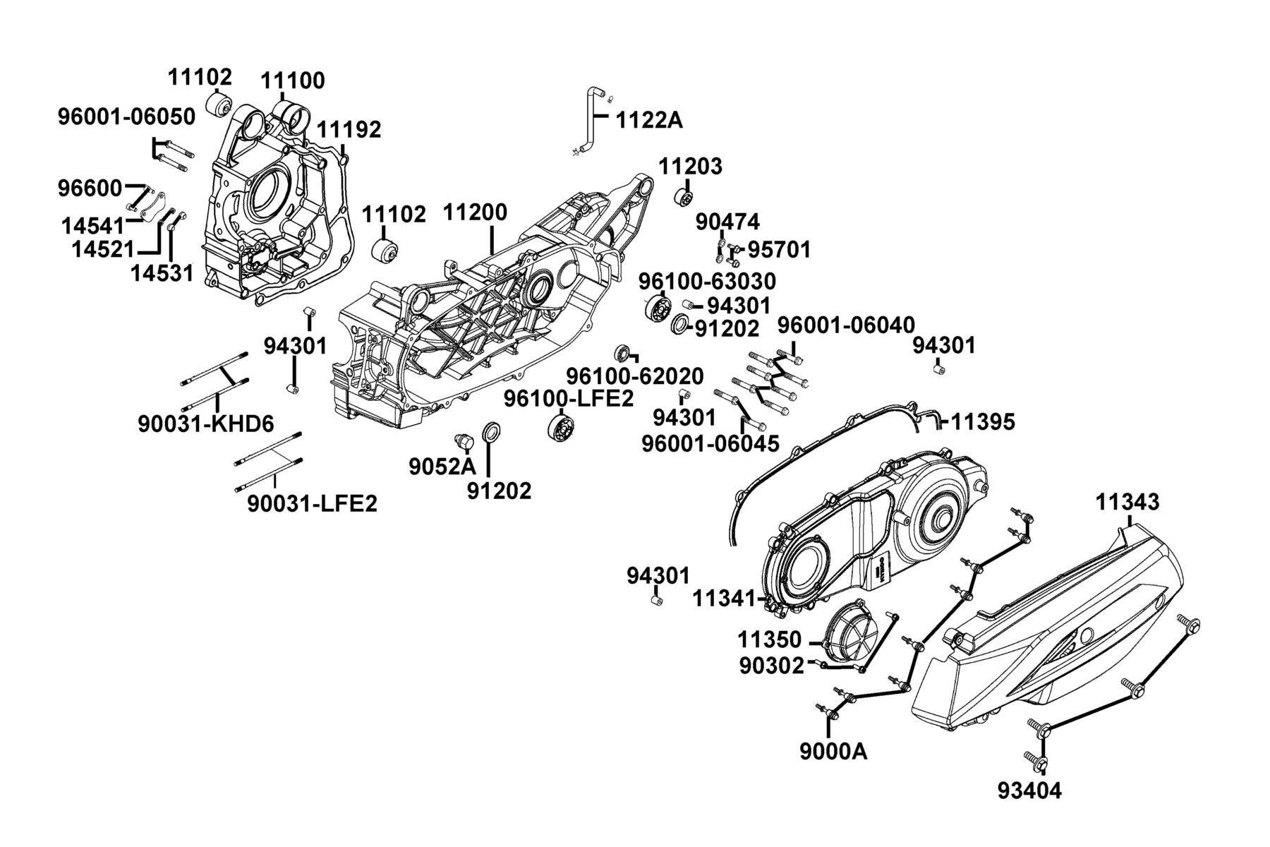 People S 150i ABS MY2026 Crank Case parts diagram