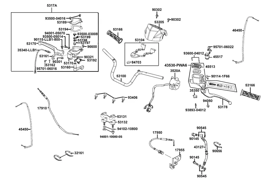 F03 Handle Steering parts diagram