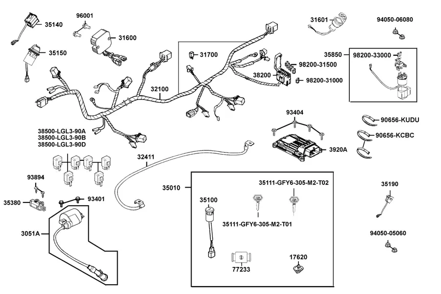 F20 Harness Wire parts diagram