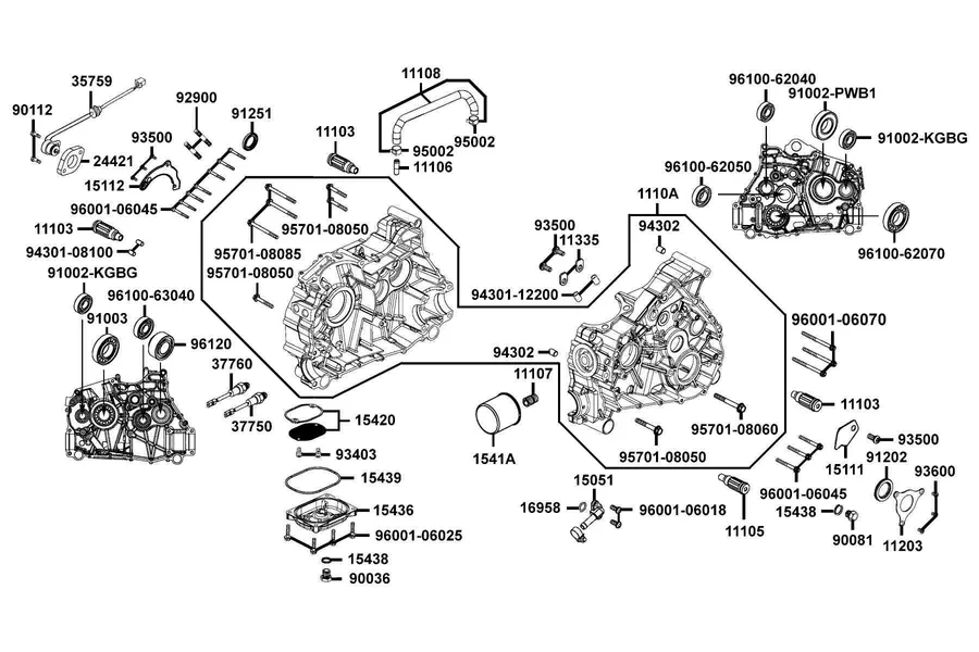 E01 Right Crank Case parts diagram
