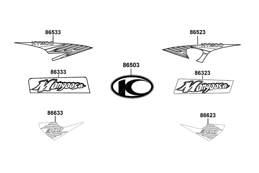 F25 Emblem and Stripe parts diagram