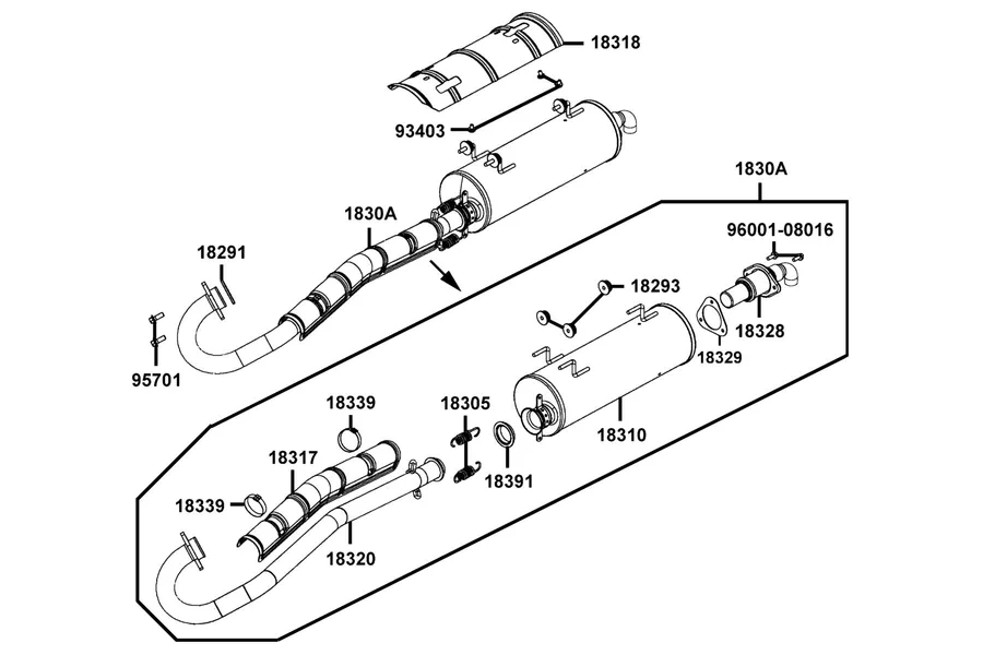 F14 Exhaust Muffler parts diagram