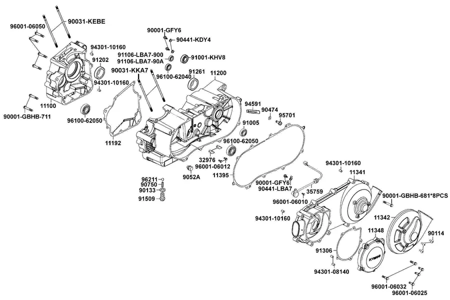 E01 Crank Case parts diagram