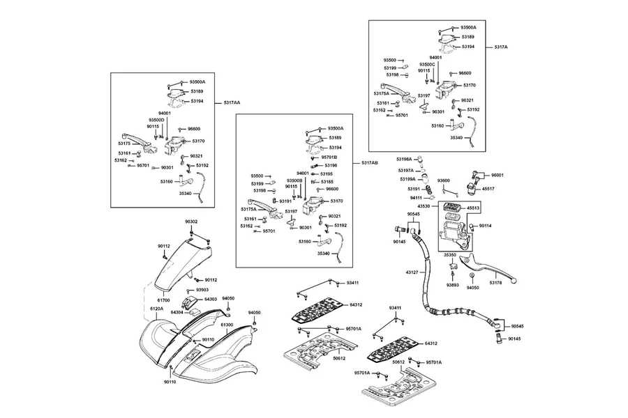F05 Front Cover and Fr Fender parts diagram