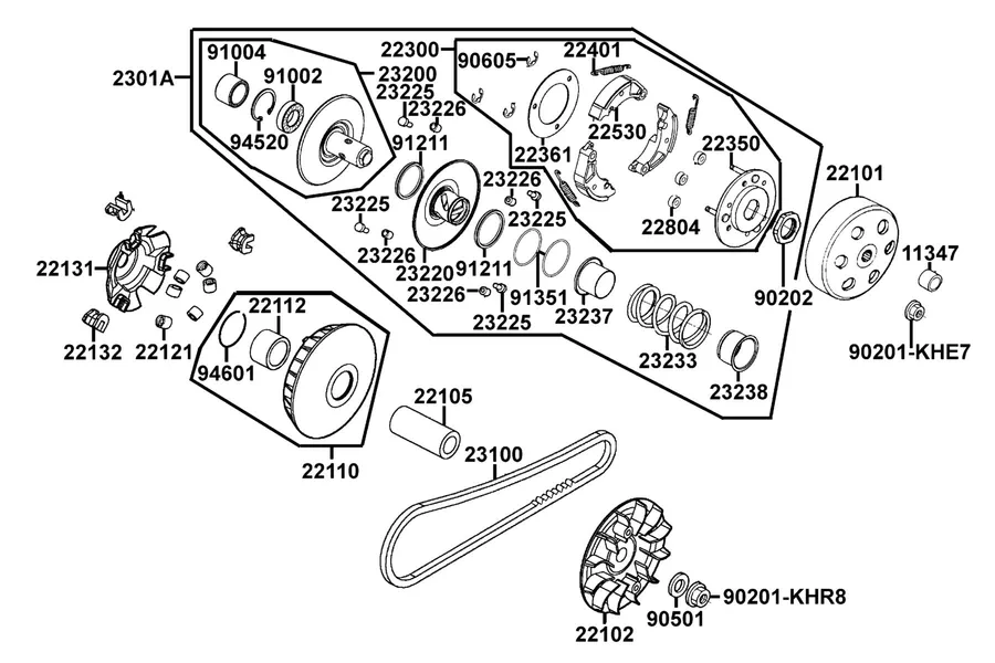 E05 Drive Pulley parts diagram