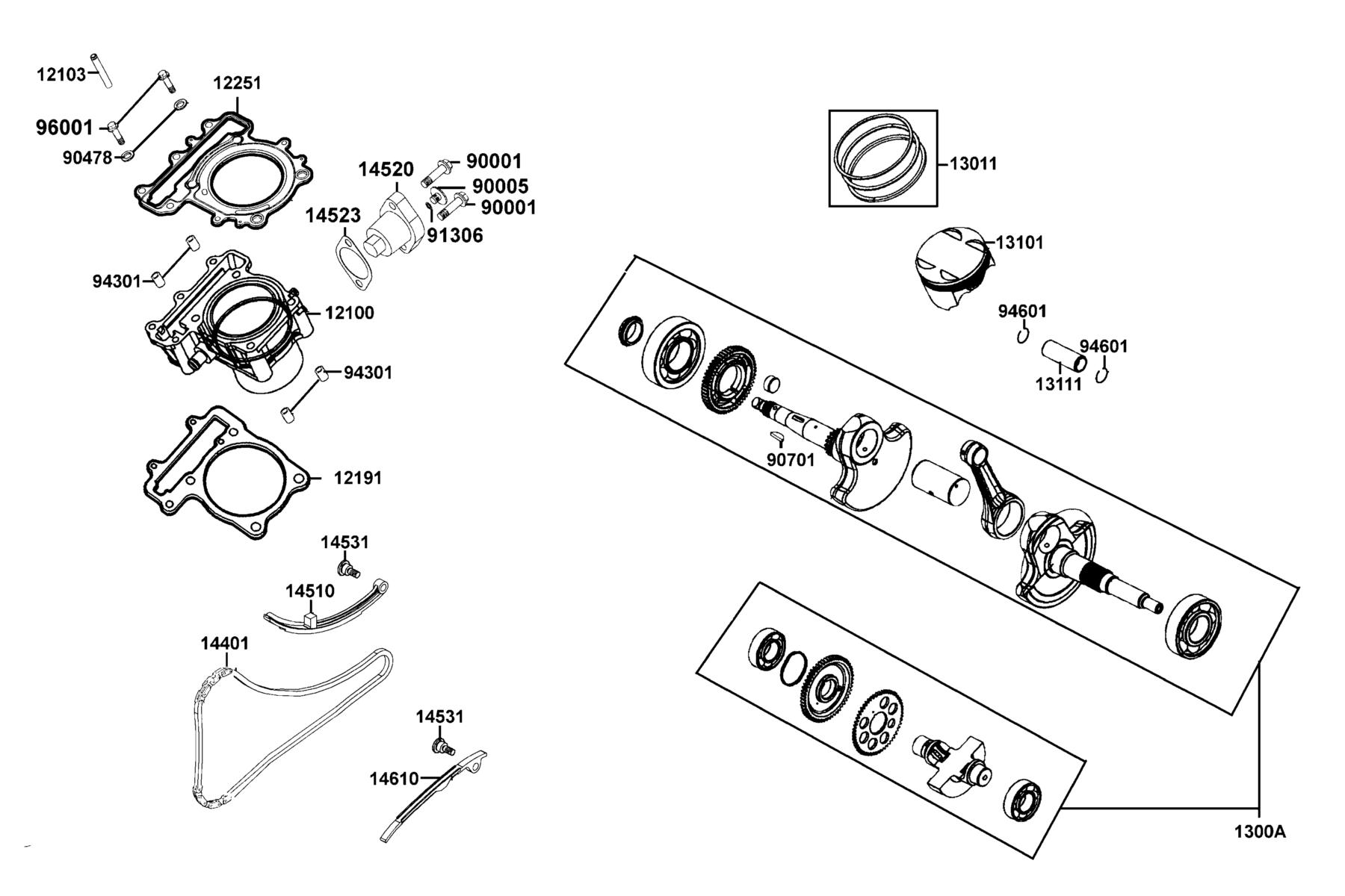 MXU 500i(4X4/IRS) (2017~) Cylinder ● Piston ● Crankshaft parts diagram