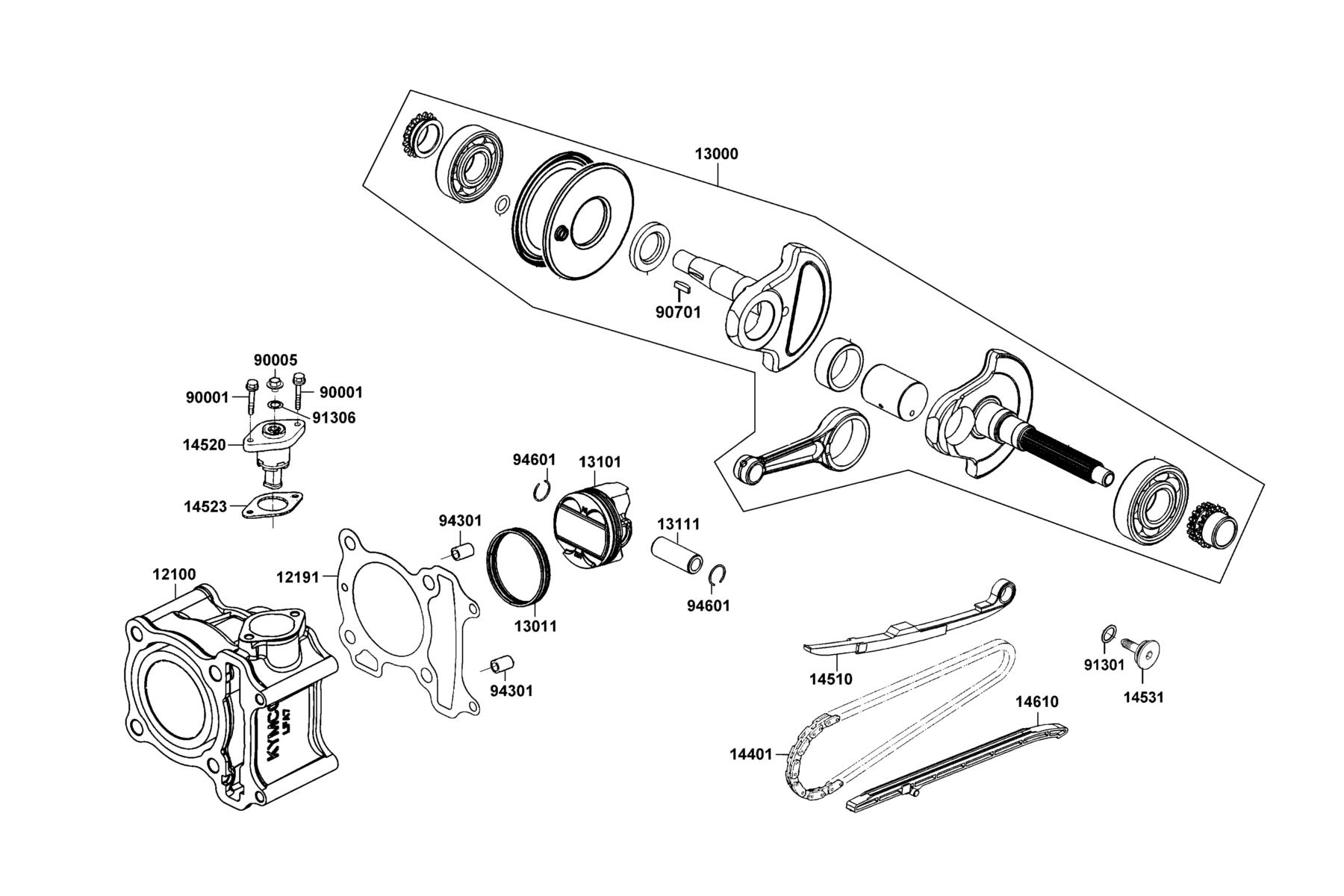 DOWNTOWN GT 125 Cylinder ● Piston ● Crankshaft parts diagram