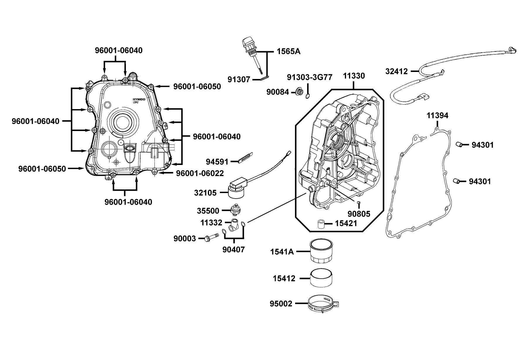 KYMCO XCITING R500i (2014) Right Crankcase Cover parts diagram