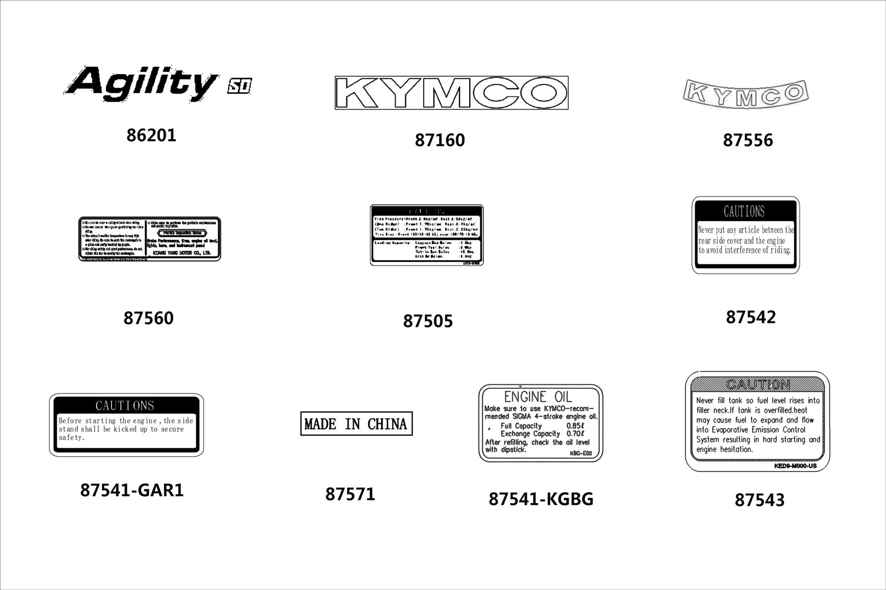Agility 50 MY2025 Emblem ● Stripe parts diagram