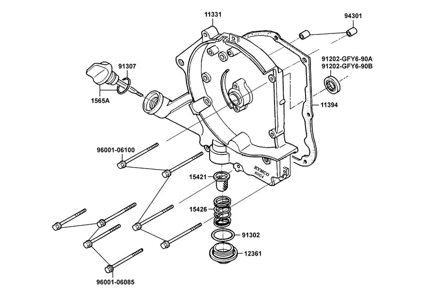E04 Right Crankcase Cover parts diagram