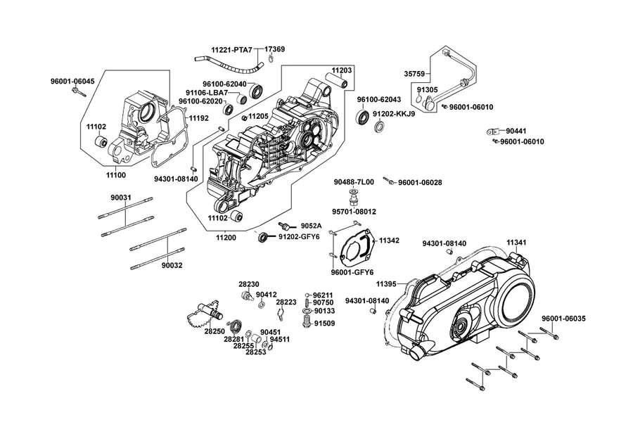 E01 Crank Case parts diagram