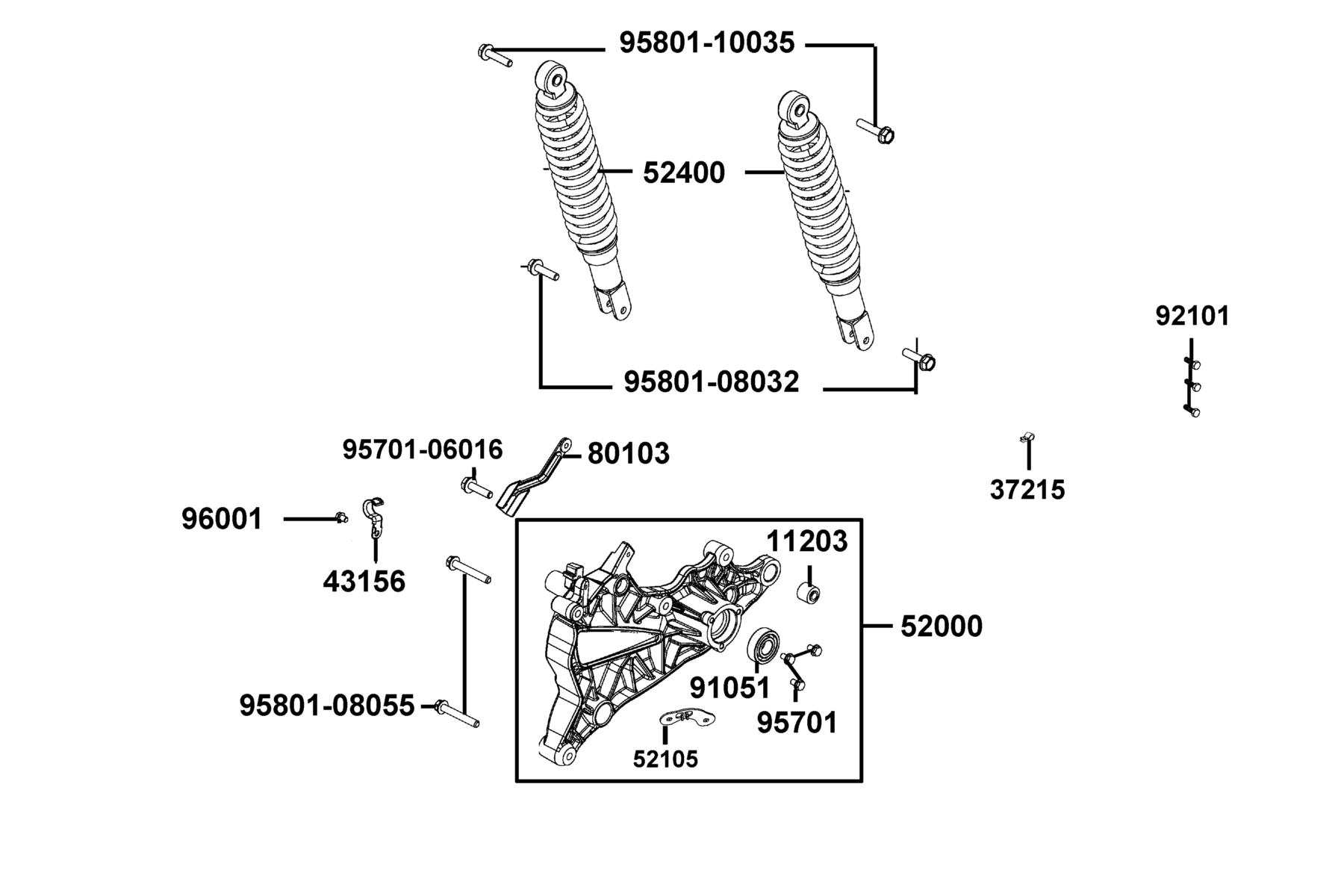 LIKE 150i ABS MY2026 Rear Cushion parts diagram