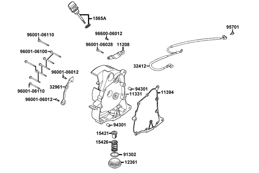 E04 Right Crankcase Cover parts diagram