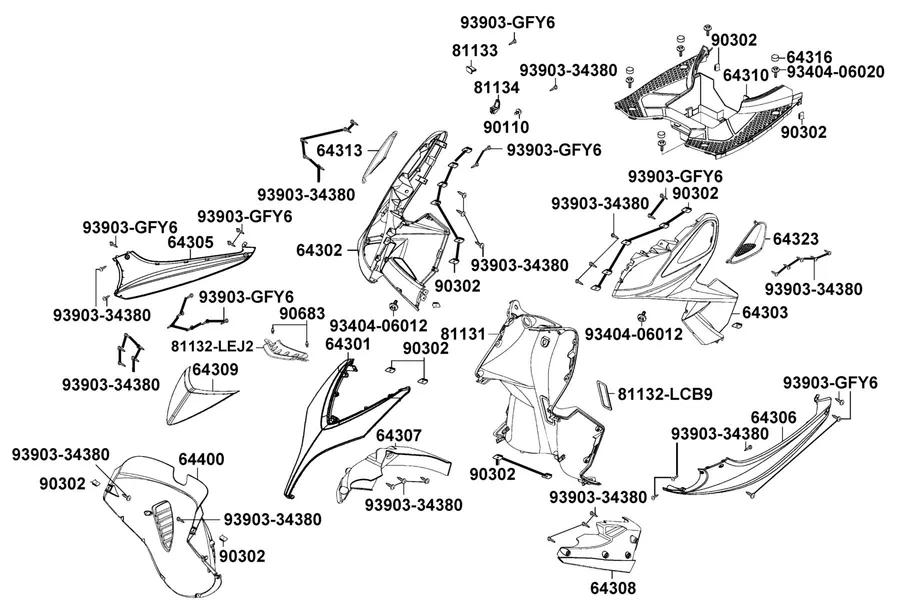 F05 Front Cover and Front Fender parts diagram