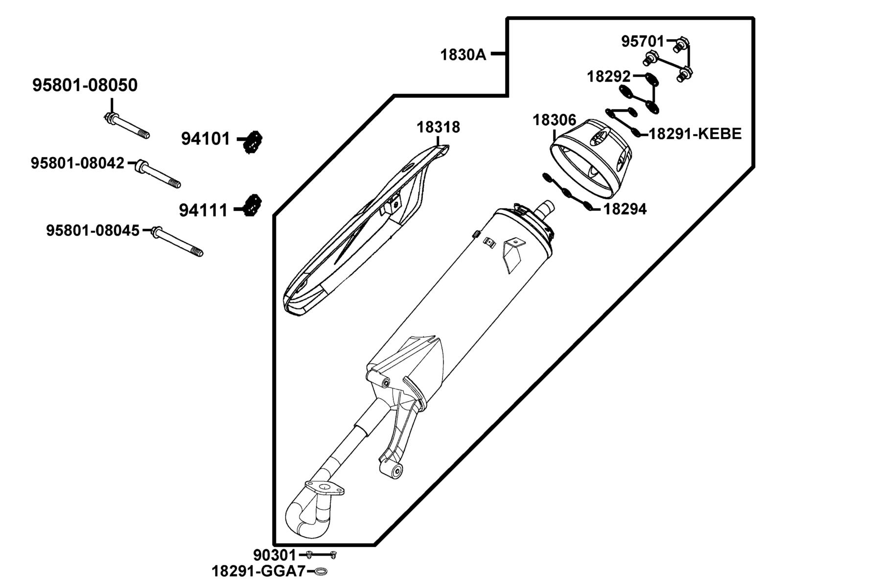 AGILITY 125(2020) Exhaust Muffler parts diagram