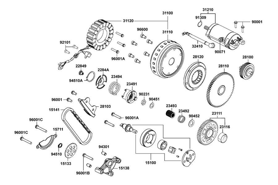 E06 Starting Motor and Generator parts diagram