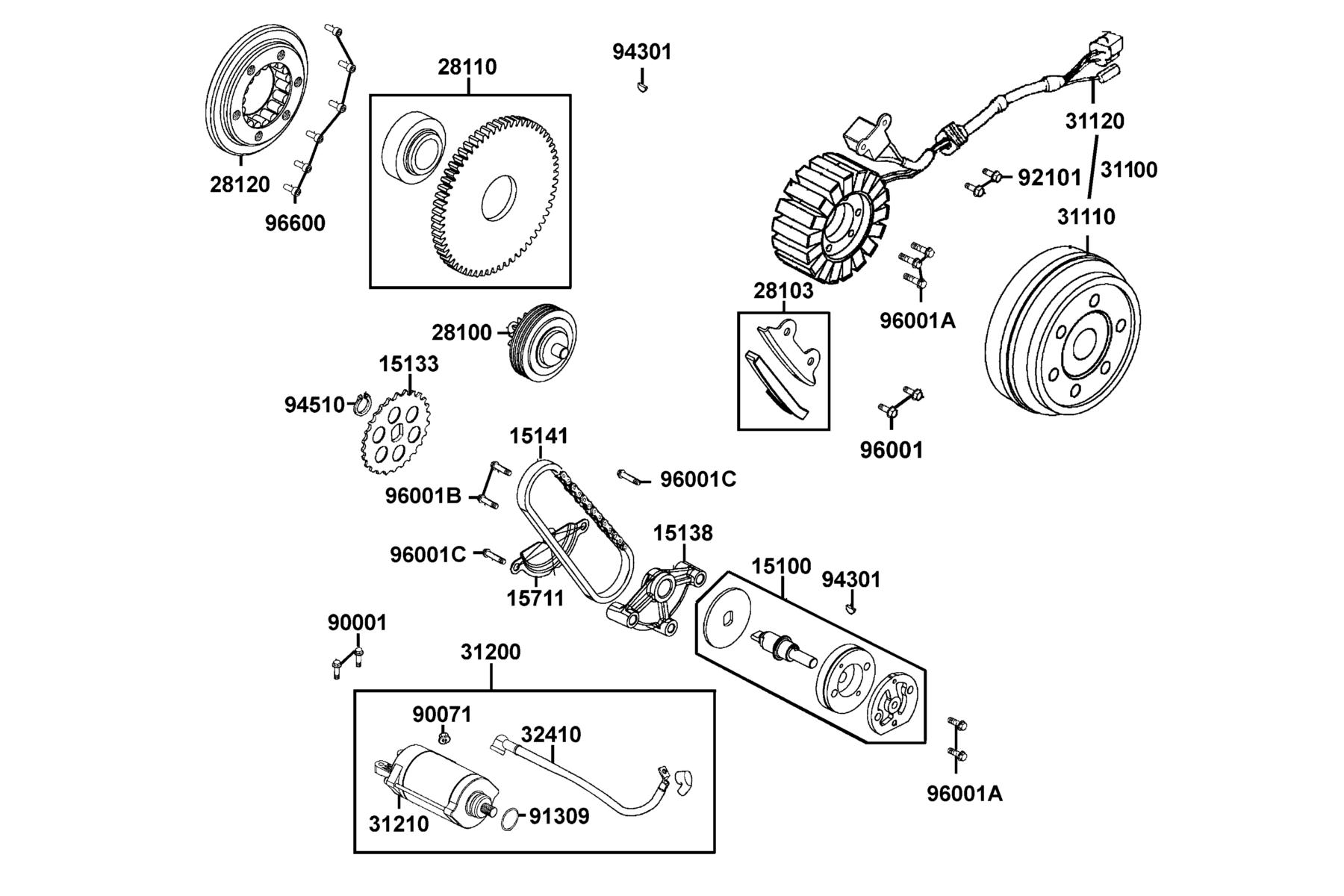 UXV 500i HE (2016~) Starting Motor ● Generator parts diagram
