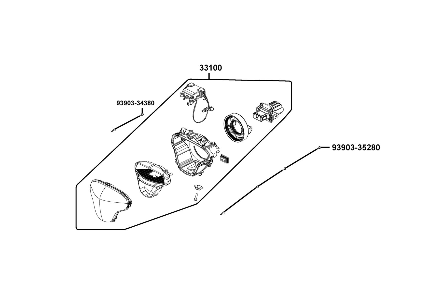 Like 150i ABS(2022) Head Light parts diagram