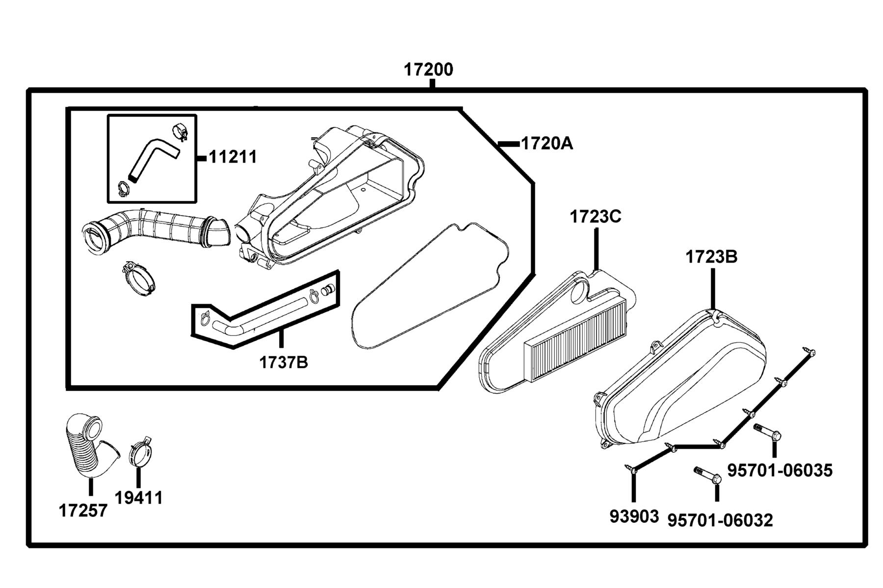 SUPER8 50R ON-ROAD(2017) Air Cleaner parts diagram
