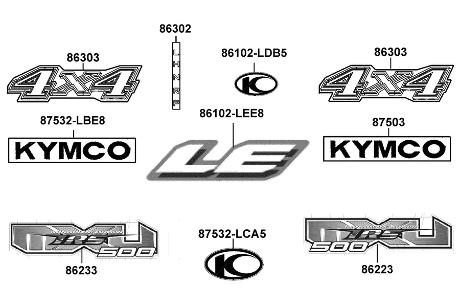F25 Emblem and Stripe parts diagram