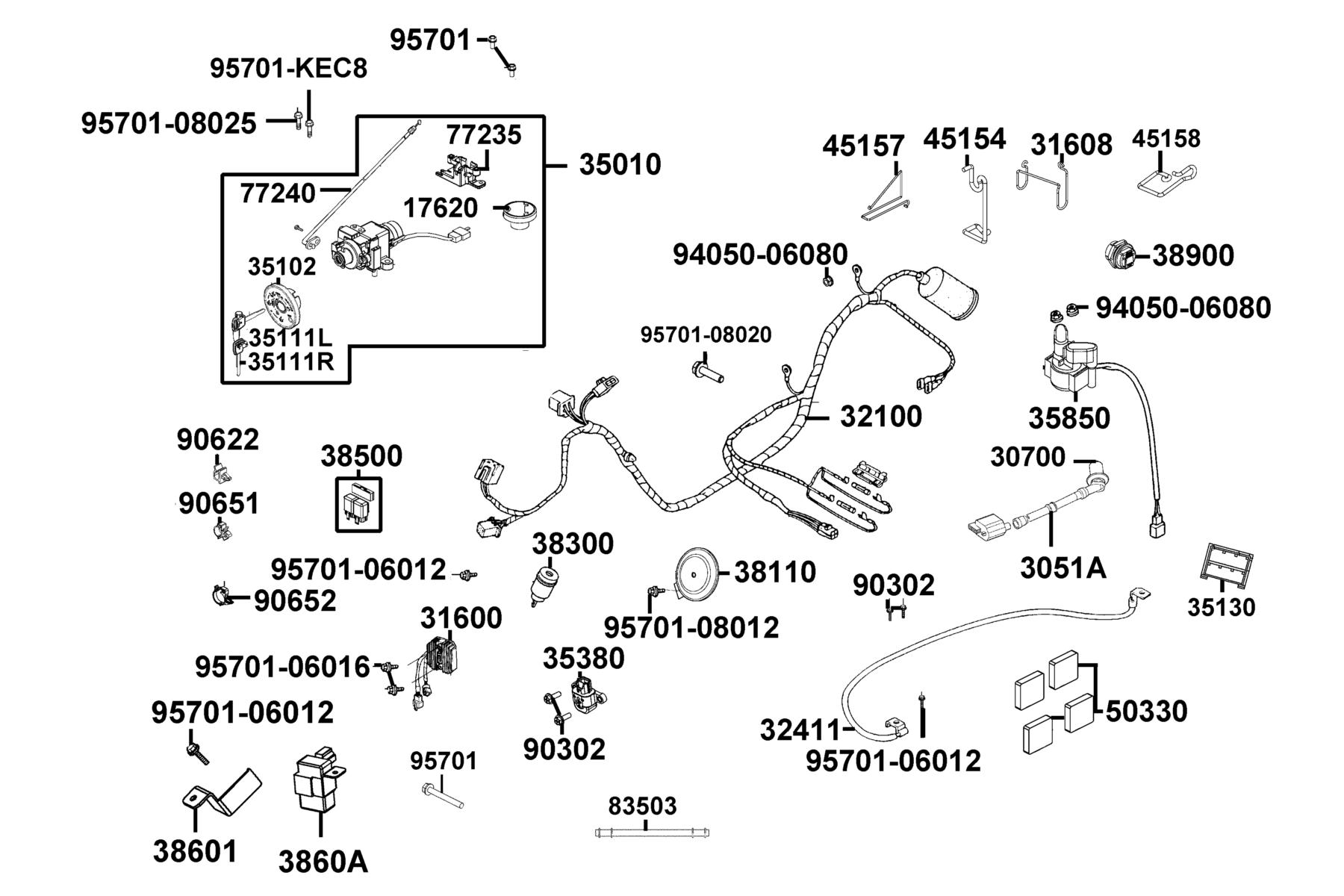LIKE 150i ABS MY2026 Wire Harness parts diagram