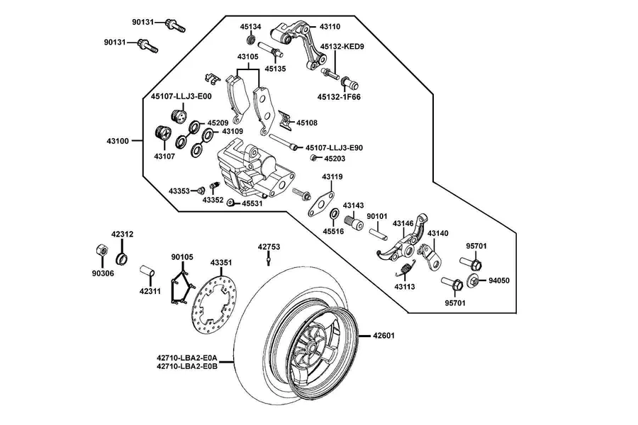 F08 Rear Wheel parts diagram