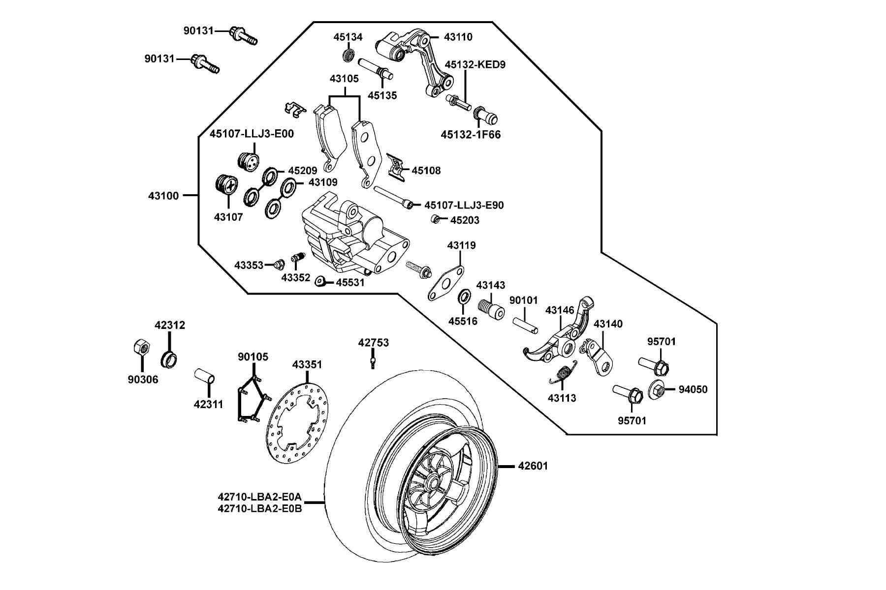 KYMCO XCITING 500 (2008-2008) Rear Wheel parts diagram