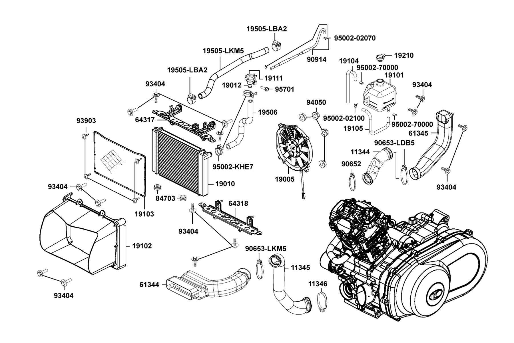 MXU 700i (2017~) Radiator parts diagram