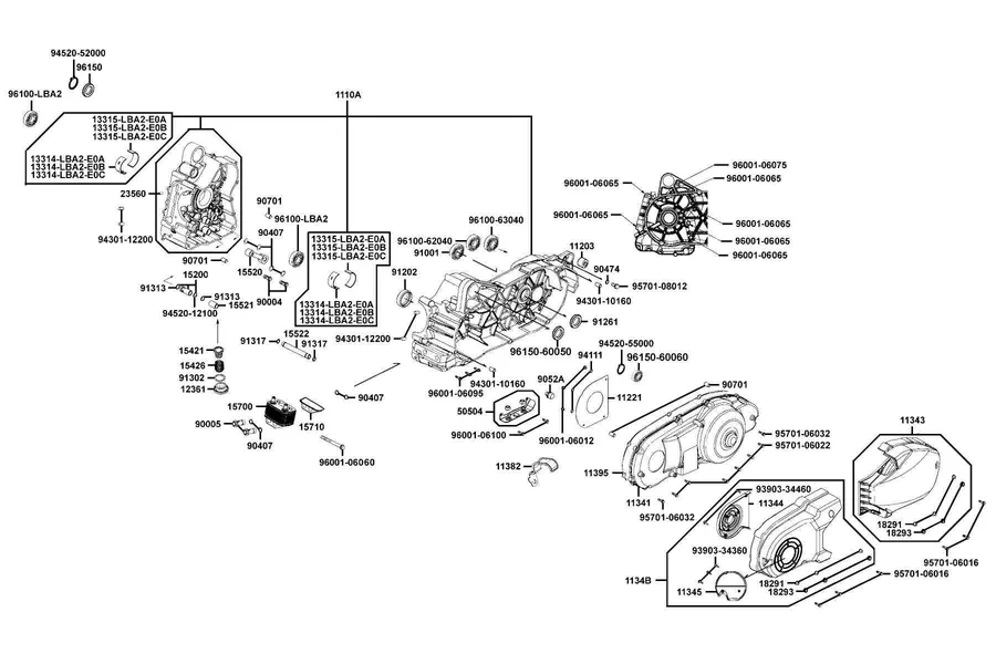 E01 Crank Case parts diagram