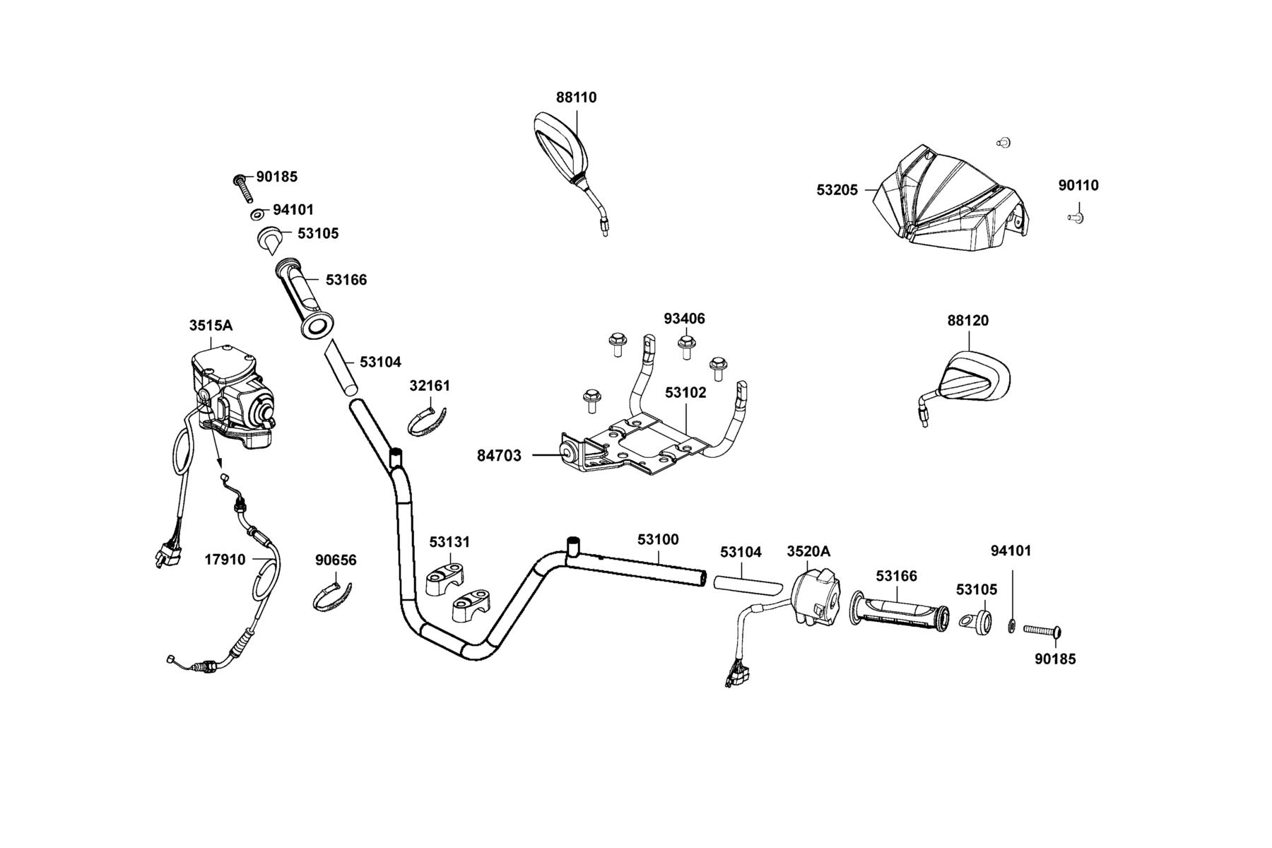 MXU Handle Steering parts diagram