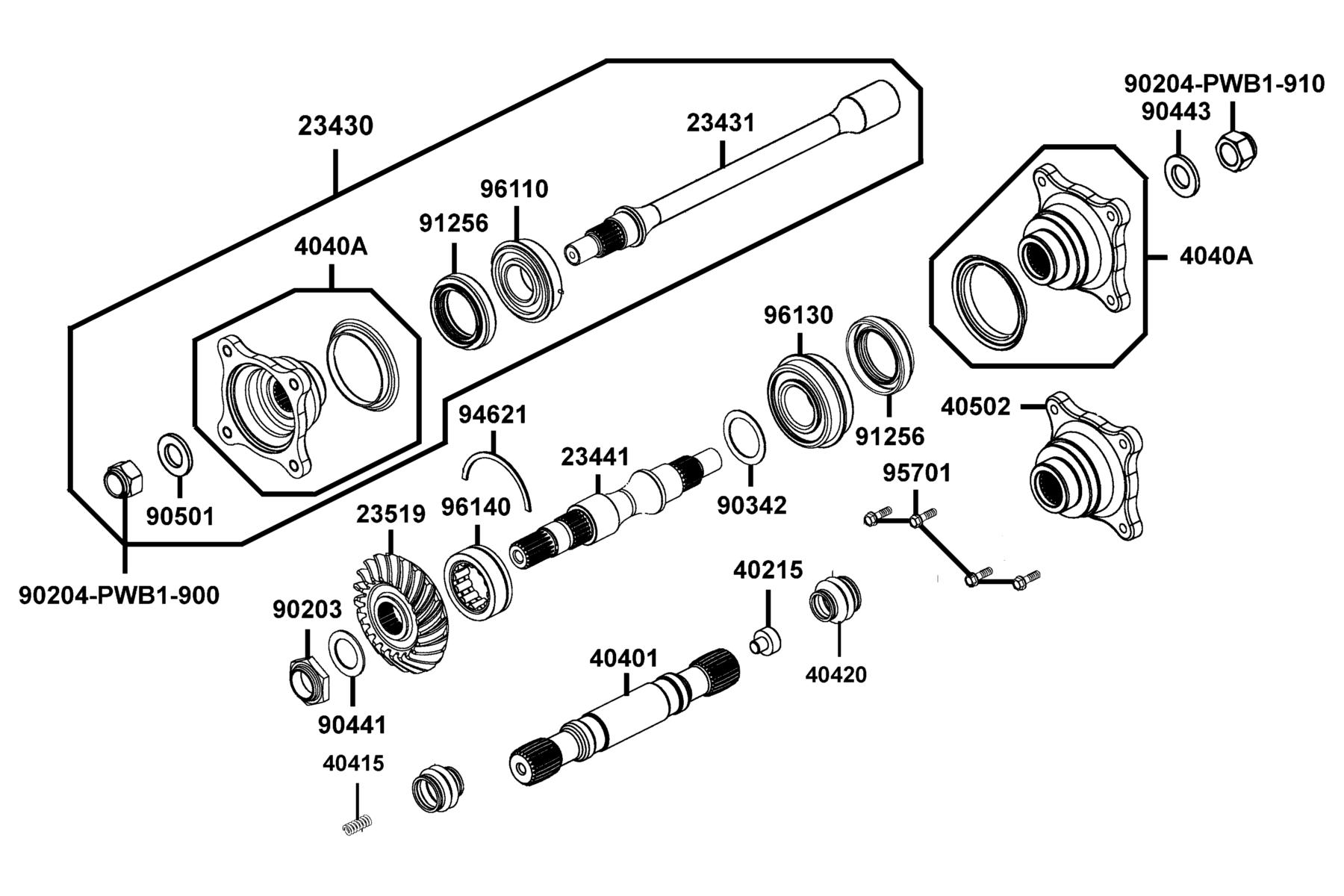 UXV 450i (2017~) Shaft Drive Front parts diagram