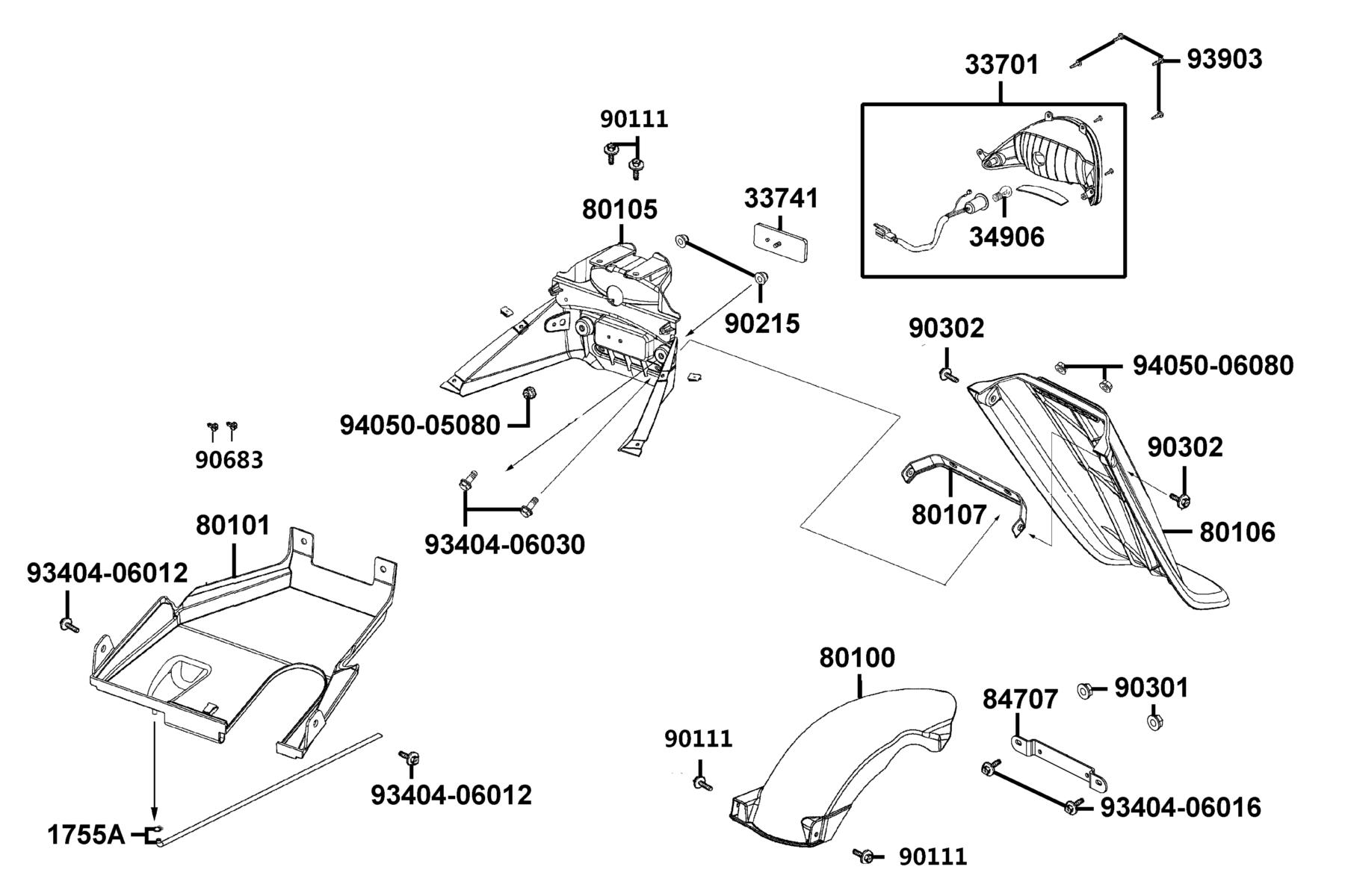 AGILITY 125(2021~) Tail Light parts diagram