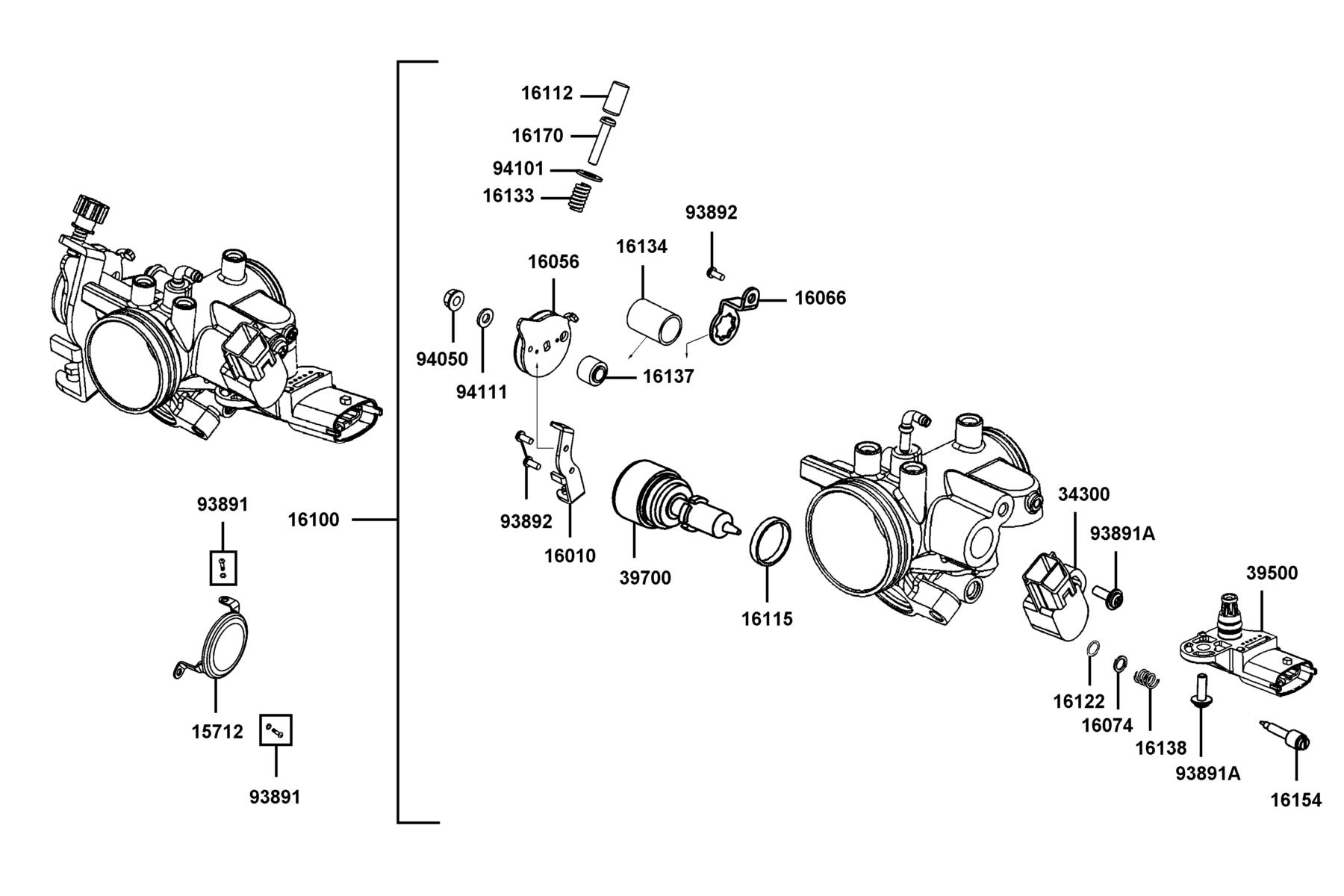 SPADE 150 FI(2020) Throttle Body Assy parts diagram