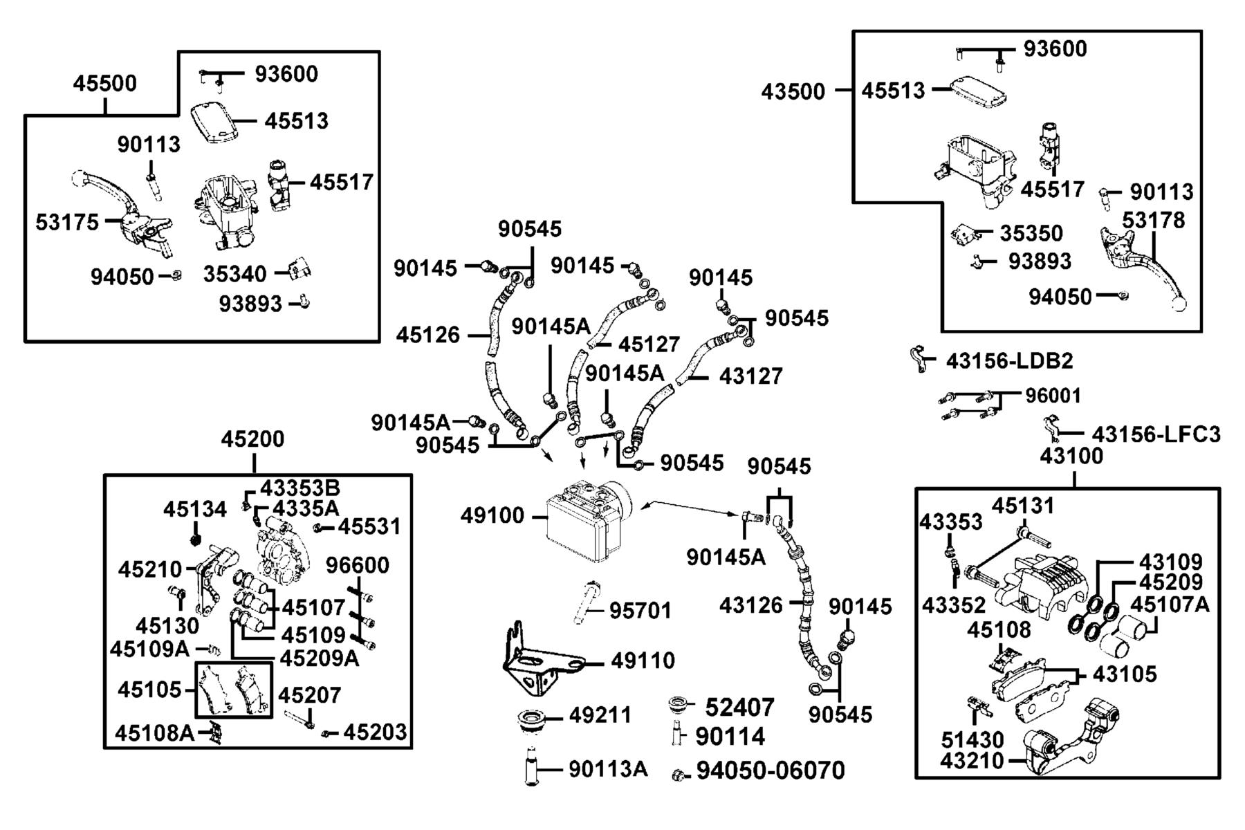 X-Town 300i ABS (2021) Brake Master Cylinder parts diagram