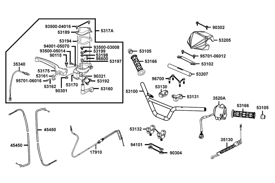 F01 Handle Steering and Handle Cover parts diagram