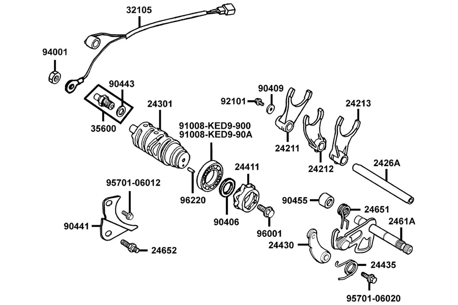 E15 Gearshift Drum parts diagram