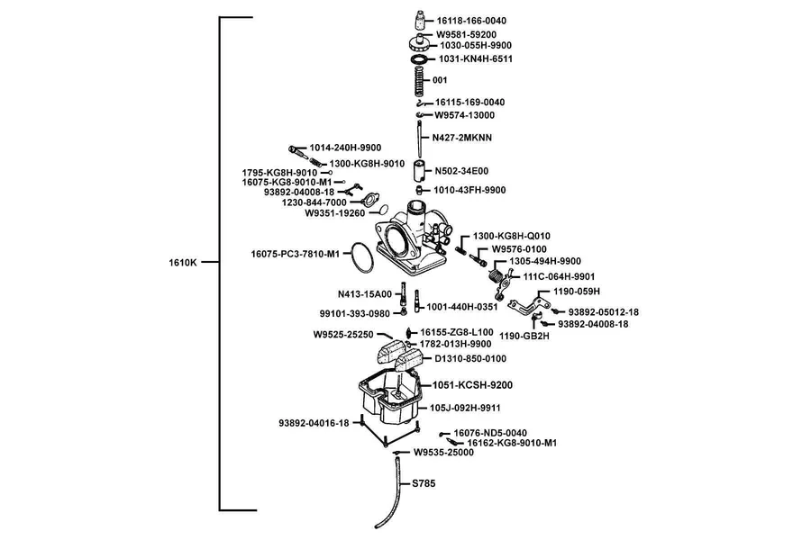 E09 Carburetor parts diagram