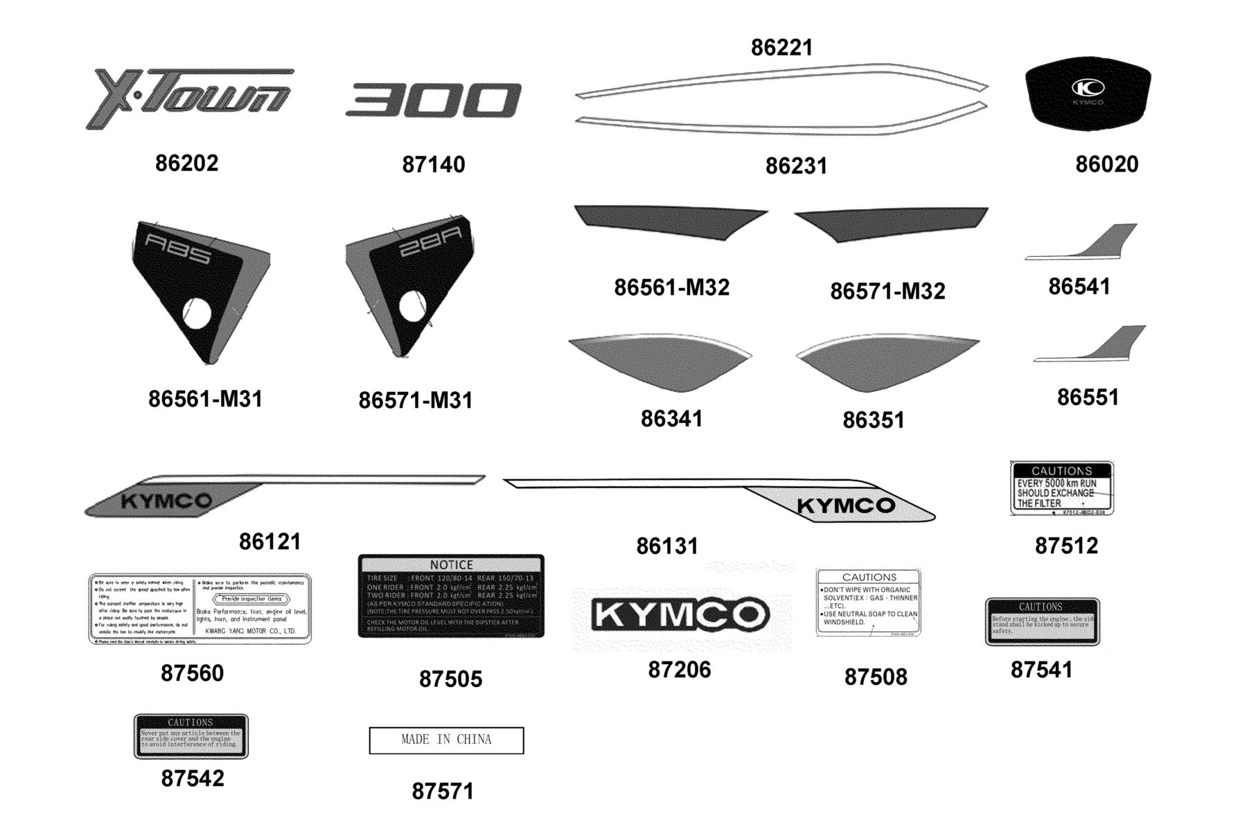 X-Town 300i ABS (2021) Emblem ● Stripe parts diagram