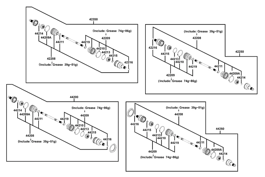 F26 Separated Parts Of Halfshaft parts diagram
