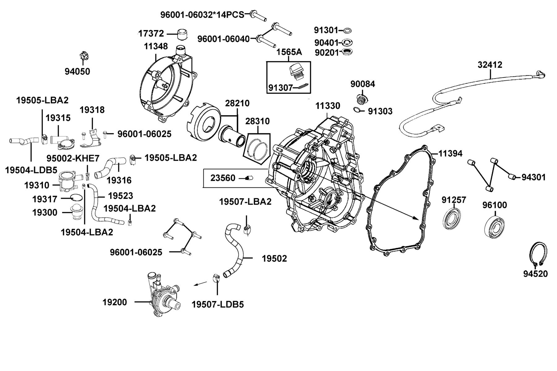MXU 550i EPS (2024MY) Right Crankcase Cover ● Water Pump parts diagram