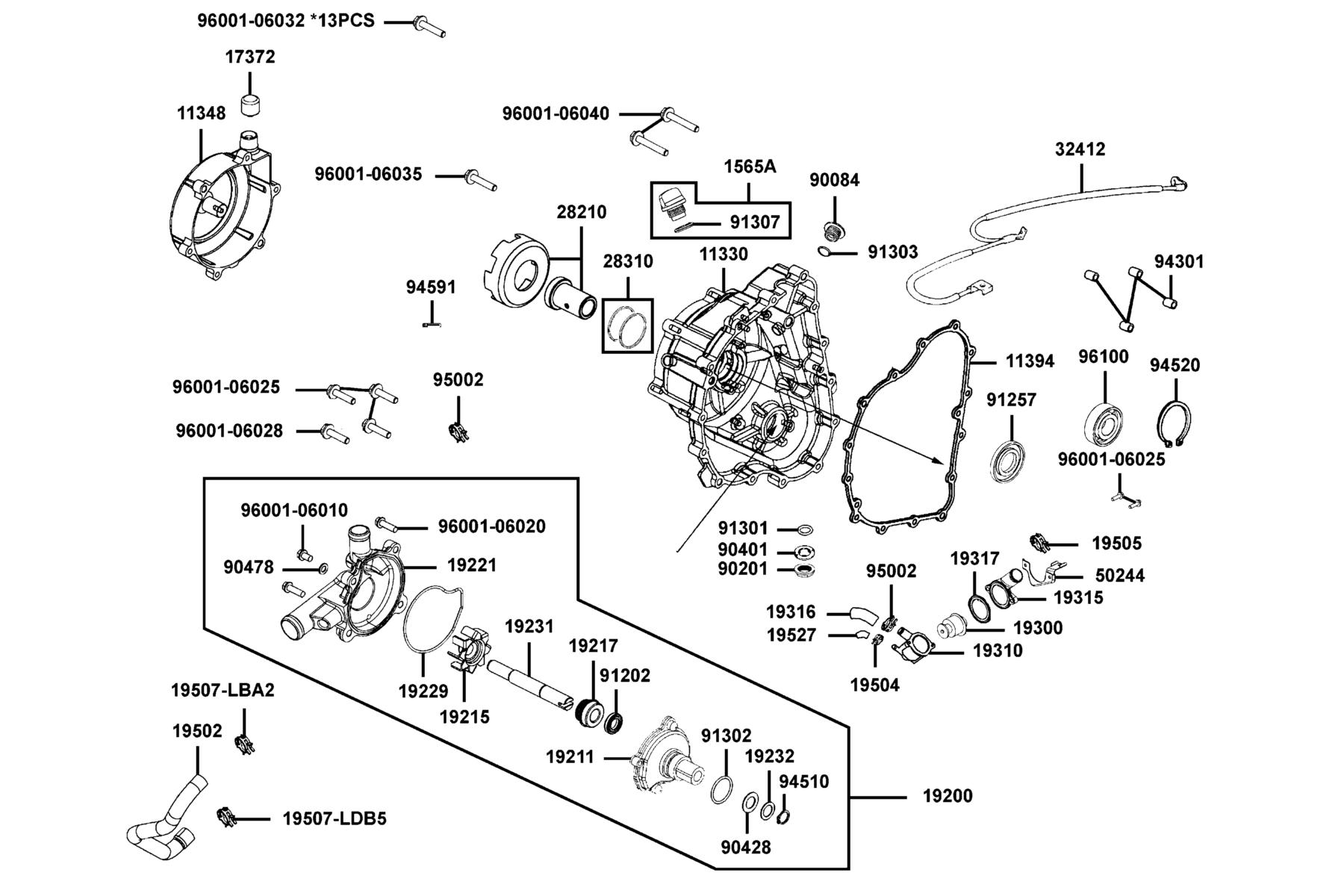 UXV 500i (2016~) Right Crankcase Cover ● Water Pump parts diagram