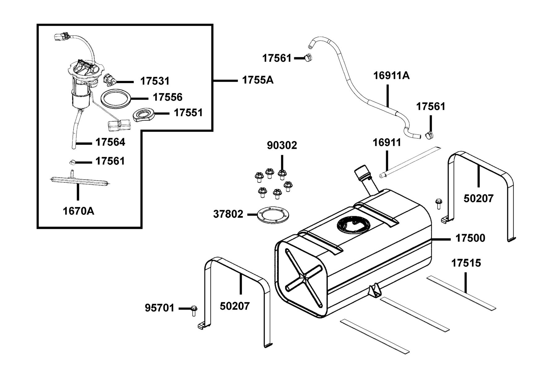 UXV 500i (2016~) Fuel Tank parts diagram