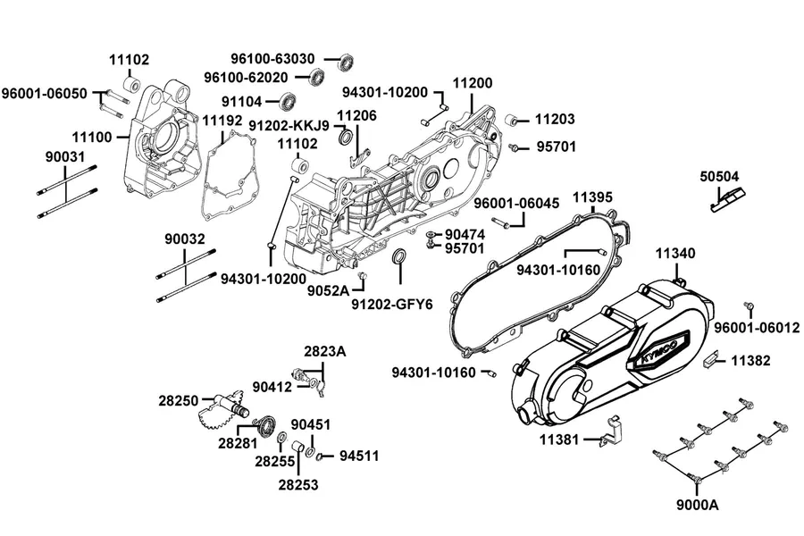 E01 Crank Case parts diagram