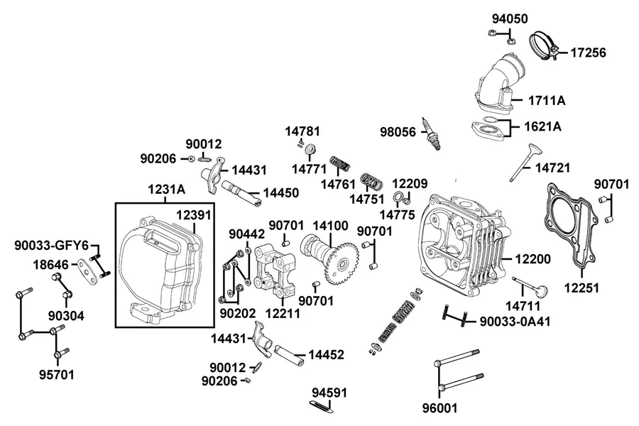 E02 Cylinder Head parts diagram