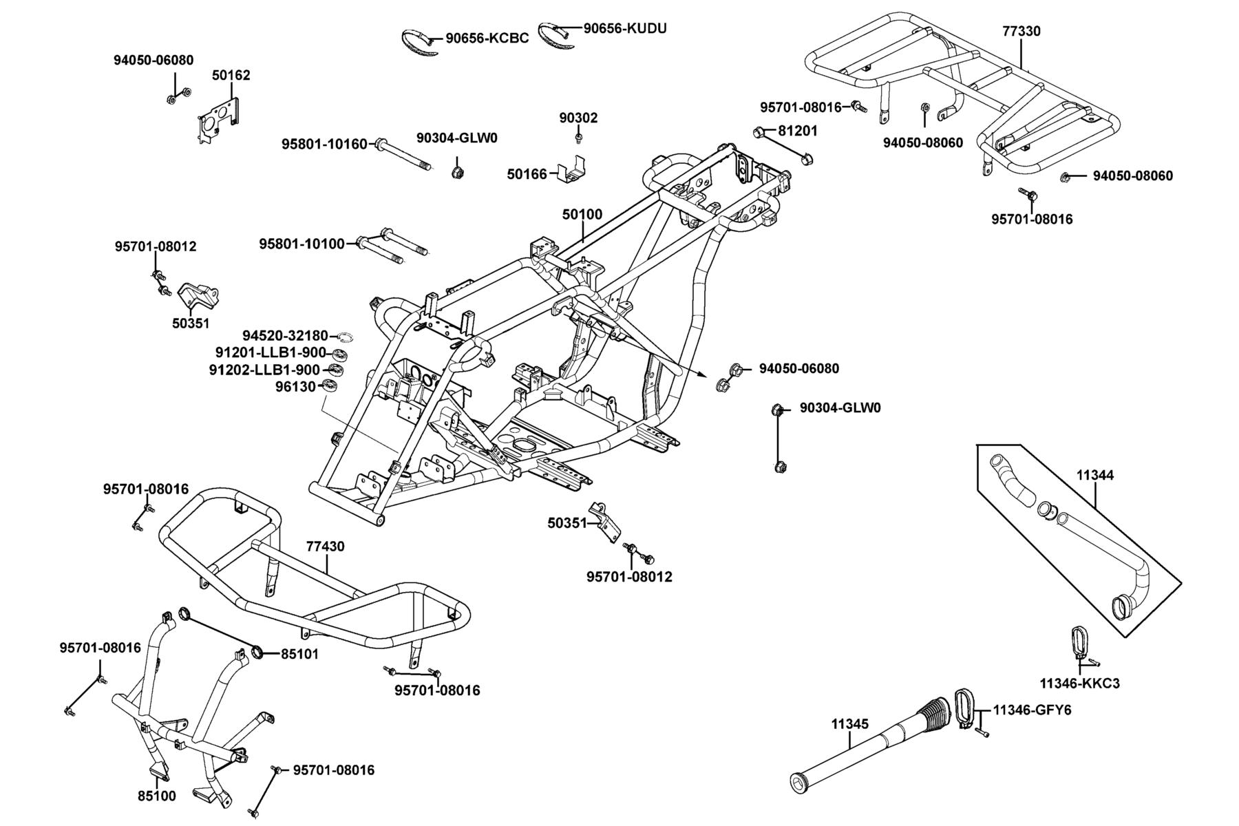 MXU 150 (2016~) Frame Body parts diagram